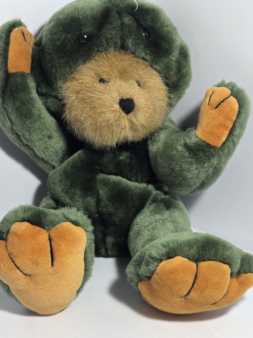 Vintage Boyds Collection Green Frog Teddy Bear Plush 12" Jointed Stuffed Animal